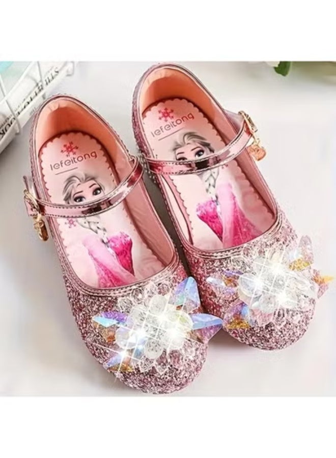 Sparklepals Elsa Princess Soft Sole Dance Performance Shoes PU Leather Single Shoe, Perfect for Role Playing, Great Holiday Gift - Image 2